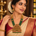 Royal Antique Kundan & Emerald Beads Temple Haaram