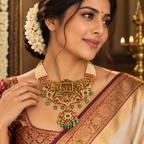 Antique Gold Ram Parivar & Kundan Beads Haara