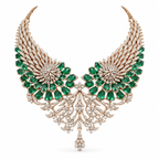 18K Gold Diamond &Emerald Winged High-Jewelry Necklace