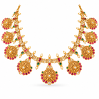Antique Gold Kundan, Ruby & Emerald Medallion Necklace