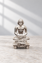 Silver Seated Jain Tirthankara Idol