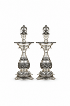 Silver Lakshmi Standing Diya Pair