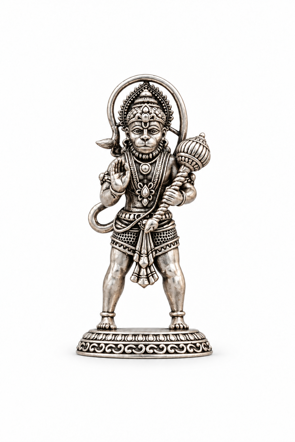 Silver Hanuman Idol with Gada