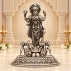 Silver Lord Vishnu Idol on Lotus Pedestal