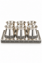 Silver Floral Tumbler Set with Matching Tray