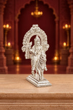 Silver Horseback Deity Idol with Ornamental Arch