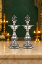 Silver Lakshmi Standing Diya Pair