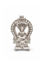 Silver Jain Tirthankara Idol with Serpent Canopy